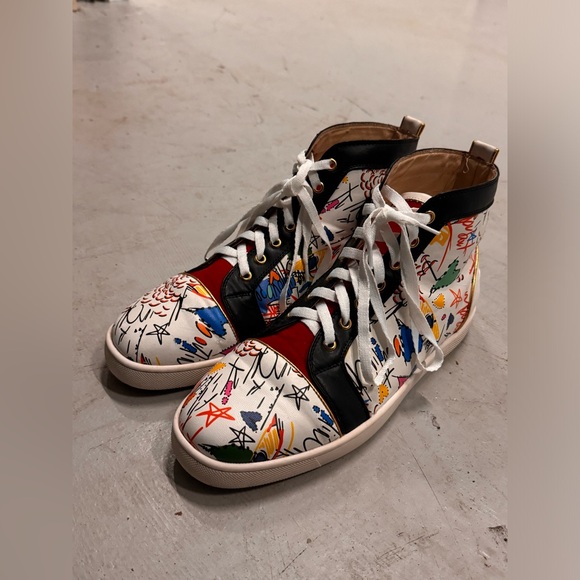 Christian Louboutin Graffiti Leather Hightop Trainer - Picture 4 of 9